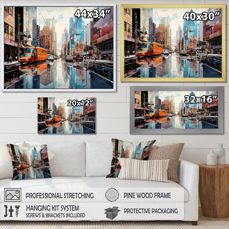 «Skyscrapers Urban Heights V», reproduction sur toile, H 12 po x l 20 po x P 1 po, Cadre simple noir
