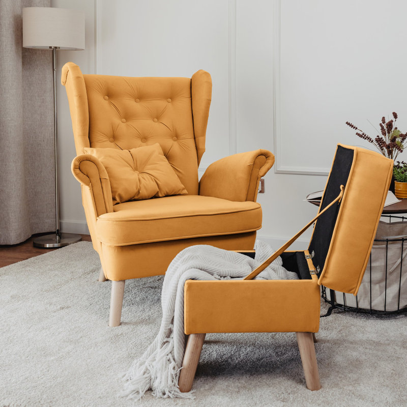 Upholstered Armchair, Yellow