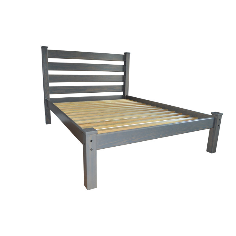 Base de lit en bois massif Homestead, Gris, Grand