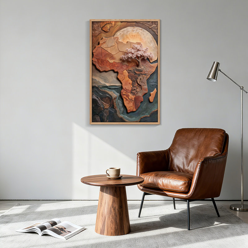 Ensemble de 1 tableau sur toile représentant un arbre d'Afrique, H 24 po x l 18 po, Naturel
