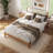 Juno Solid Wood Upholstered Headboard Bed Frame-1372511141