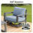 Adden Hand-Painted Aluminum Outdoor Swivel Lounge Chair With Blue Cushions-122591362
