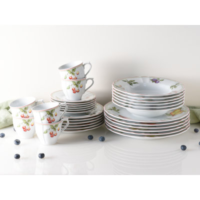 Creatable Flora Orchard 30 Piece Bone China Dinnerware Set, Service for 6