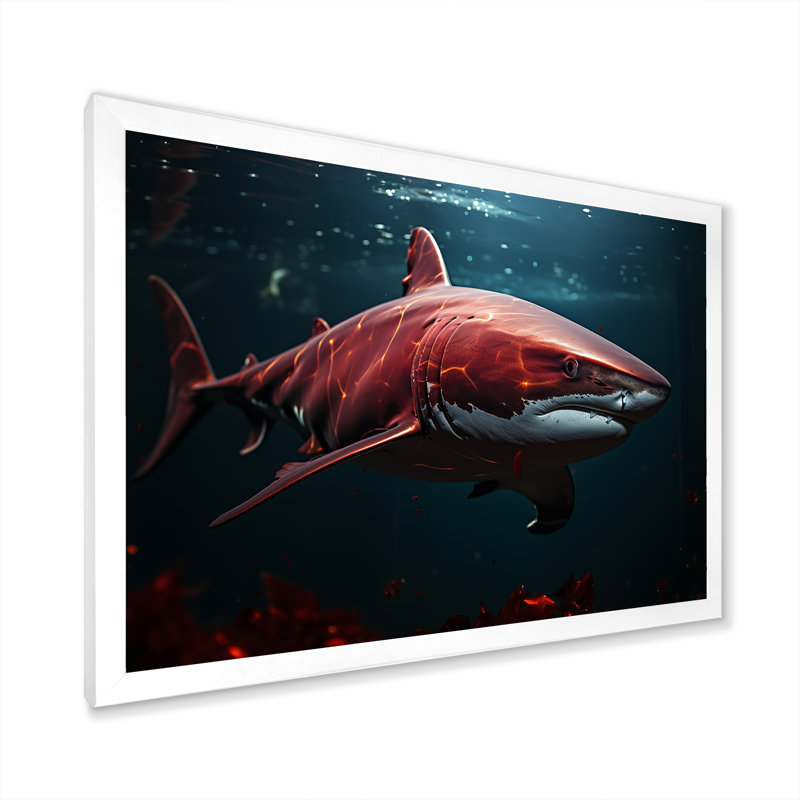 " Oceans Red Ghost Shark Photography ", 16" H x 32" W x 1" D, White Single Picture Framed