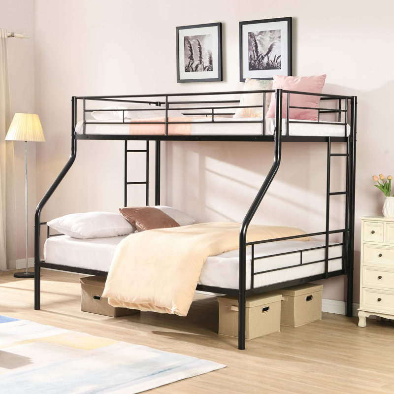 Lit superposé en métal, aucun sommier requis, grand rangement sous le lit, assemblage facile