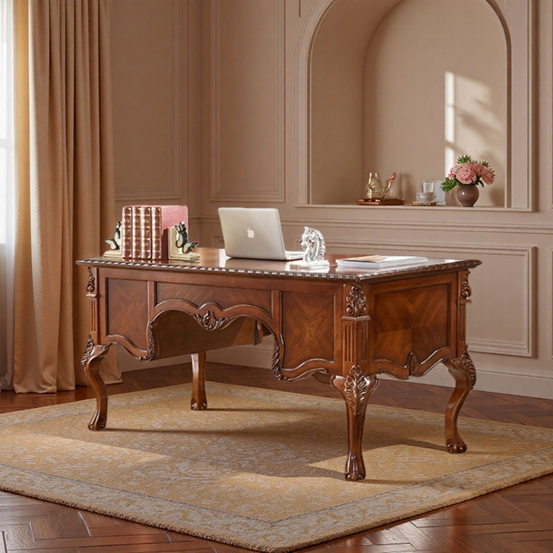 Bureau d'ordinateur à rangement américain de style américain, H 30,7 po x l 59,05 po x P 29,52 po