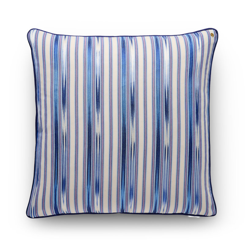 Kutnu Medium Ikat Pattern Pillow, Square 20"H x 20"W, Marine Ikat