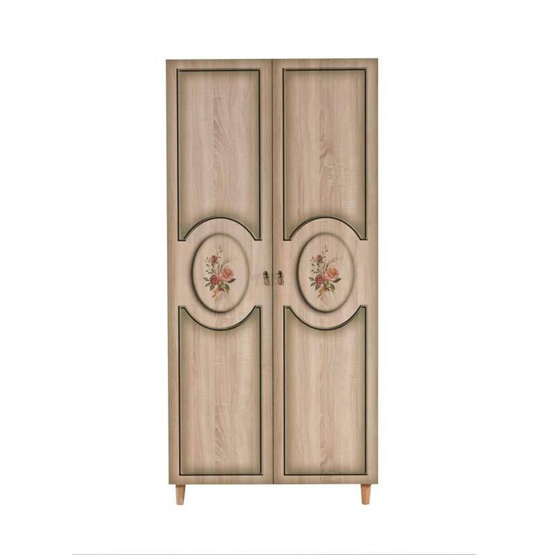 Kenna 2 Door Manufactured Wood Wardrobe, Black/Oak