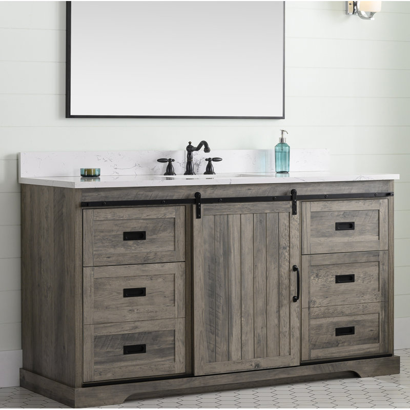 Ensemble de meuble-lavabo simple 60 po Cayden, Gris patiné