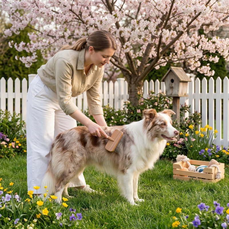 Brosse professionnelle pour chiens et chats, pointes enduites et conception à coussin d'air, élimine les enchevêtrements de sous-poils et la fourrure lâche, outil de désherbage pour les animaux de compagnie à poils longs / courts