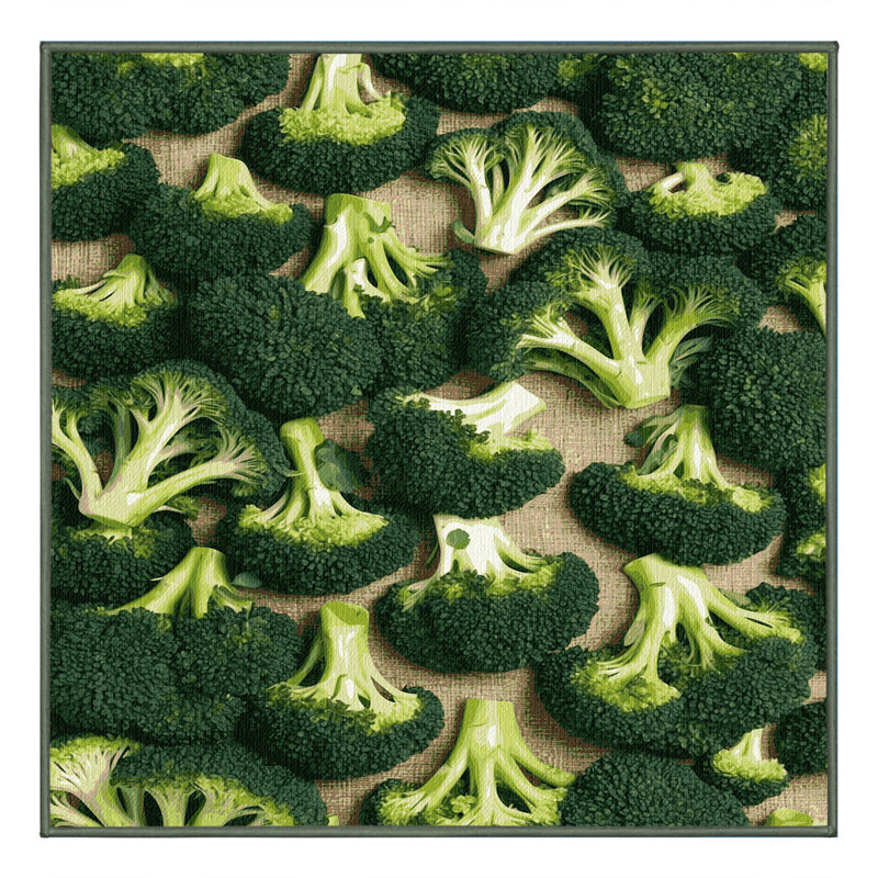  Tapis lavable avec légumes Broccoli, Carré 6 pi