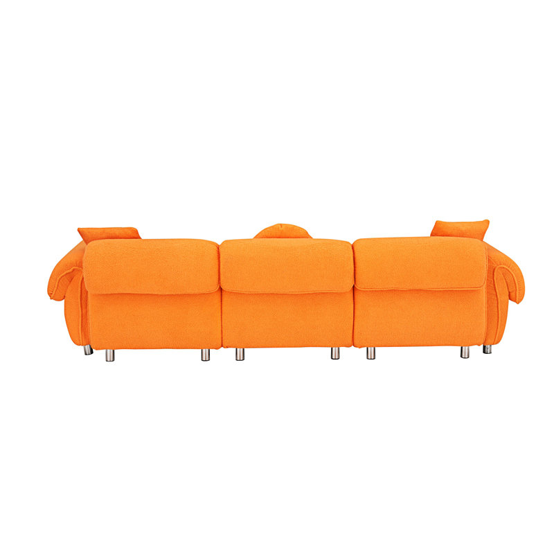 Canapé 3 places avec 3 coussins, canapé confortable, Orange