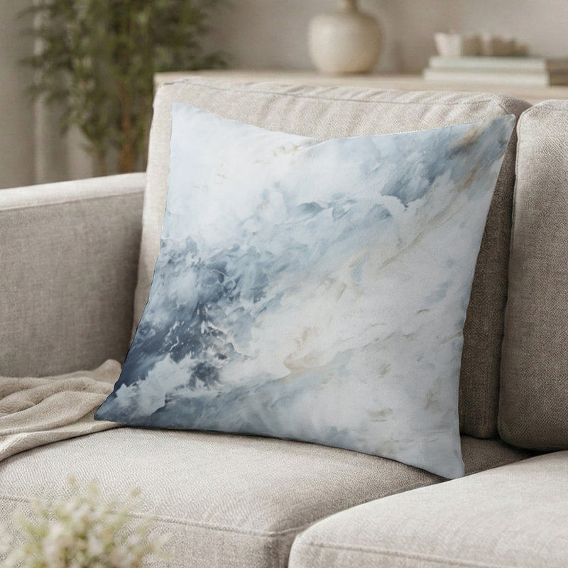 Coussin décoratif à motifs abstraits - Coussin imprimé Blue Snow Blooming II, H 20 po x l 20 po