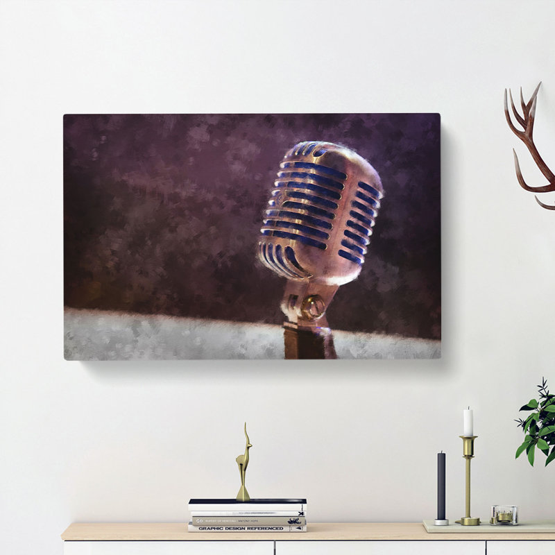 Steel Vocal Microphone - Wrapped Canvas, 40cm H x 60cm W x 3cm D