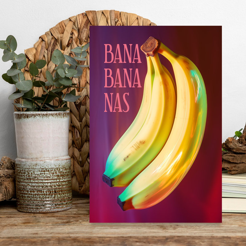 «Vibrant Pop Bananas», art moderne tropical coloré, H 18 po x l 12 po