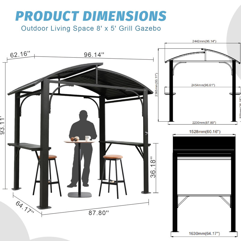 Toit en arc 8X5ft