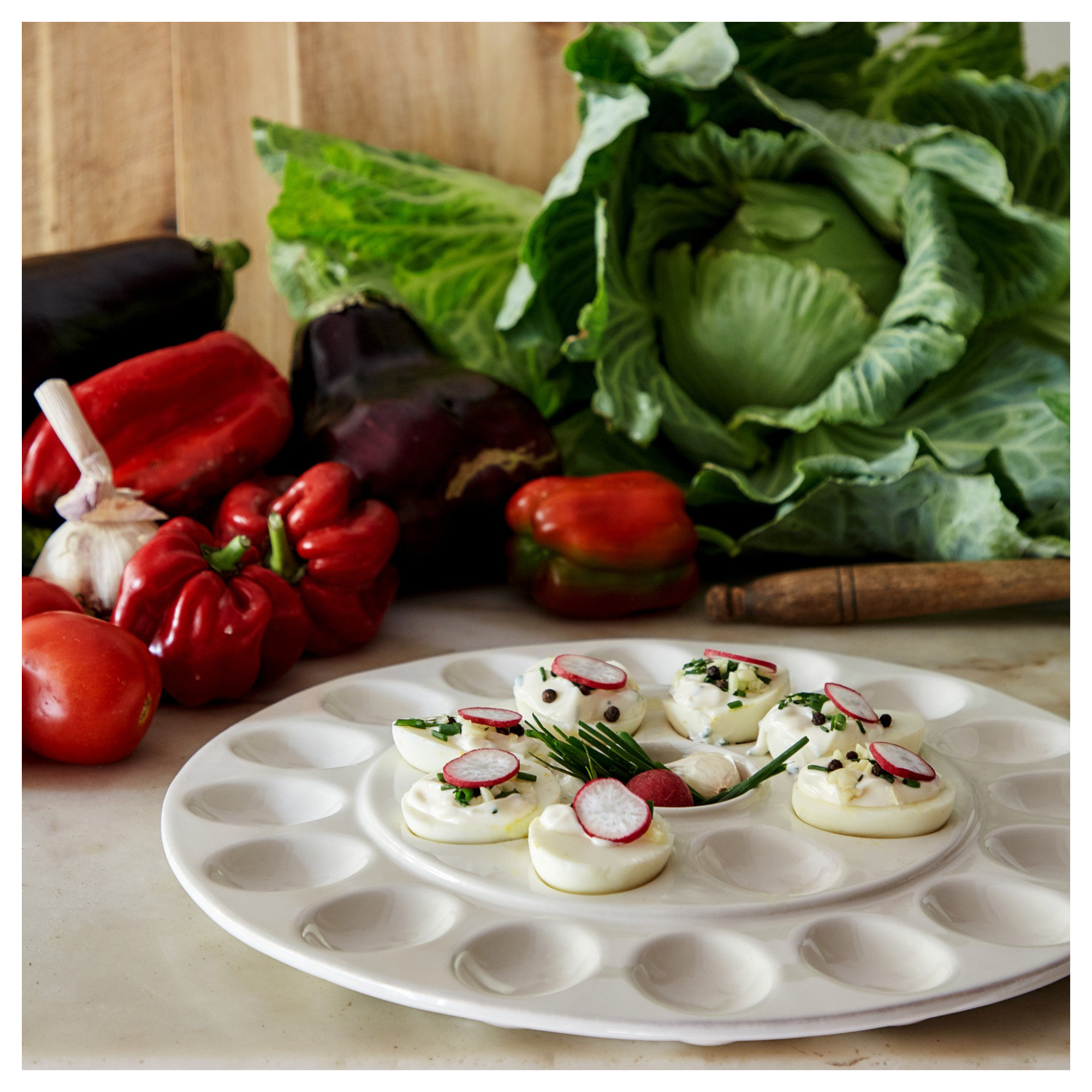 Cook & Host Round Egg Platter, White