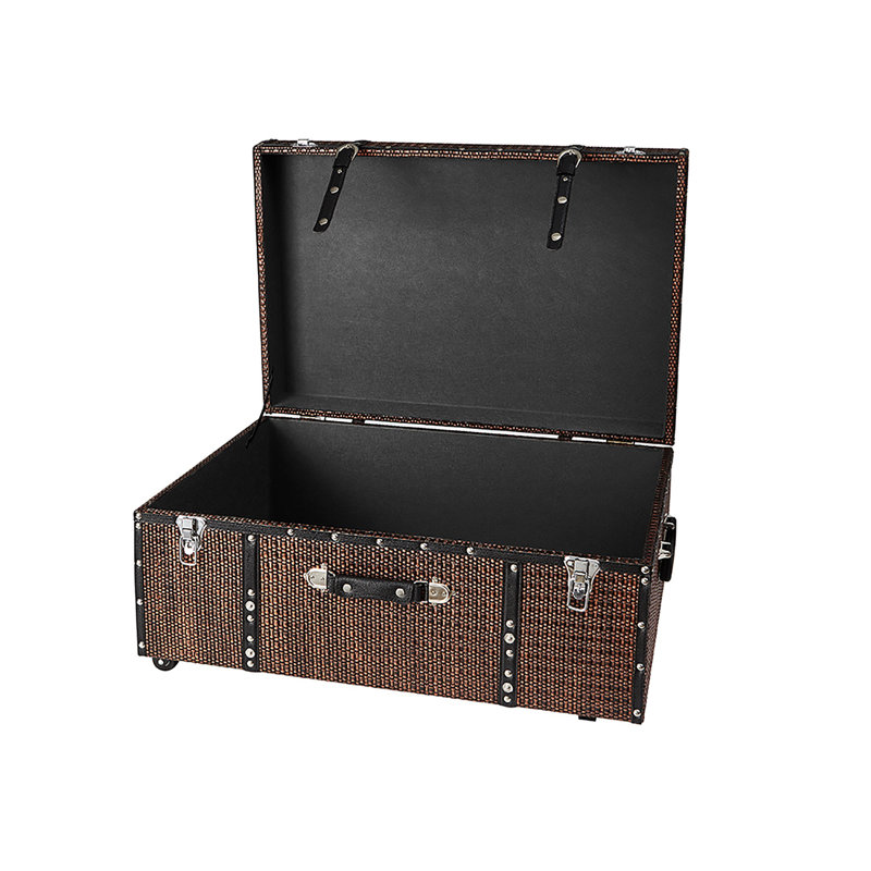 Coffre à roulettes de designer Texture Brand - rotin tissé, Bronze grillé