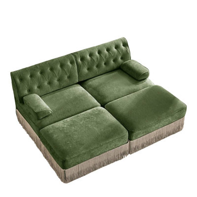 Causeuse avec 2 repose-pieds (vert)