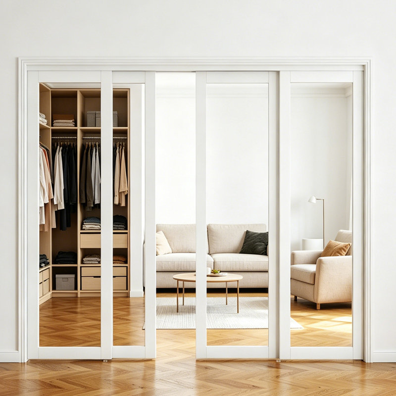 Porte coulissante en bois manufacturé 1-Lite Mirror, 120 po x 80 po