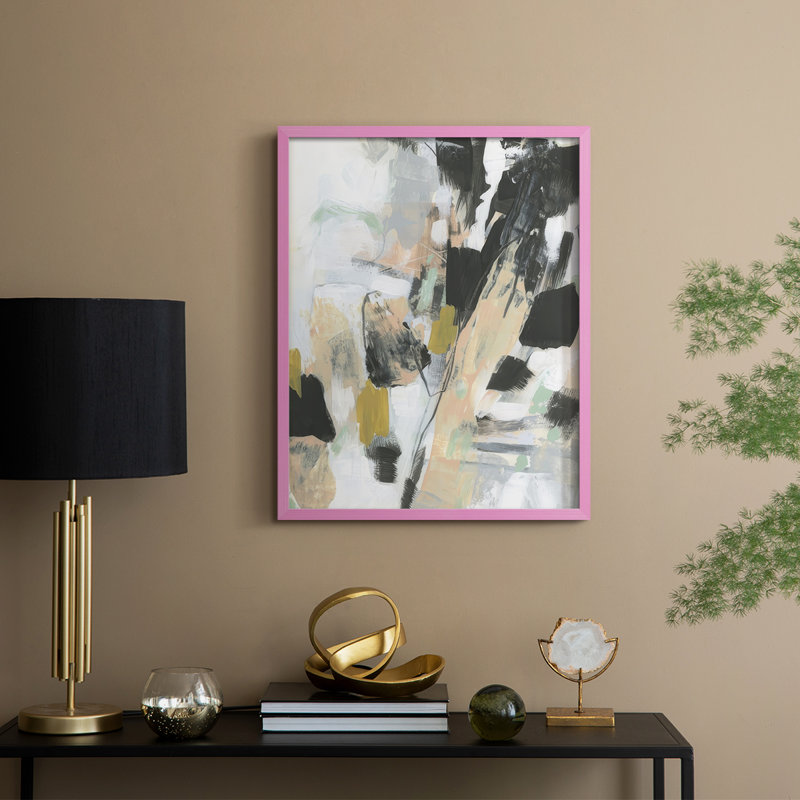 Rose Granite II Framed Print - Solid Wood, 30" H x 24" W, Pink