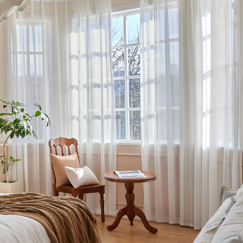 Deedre Sheer Curtain Single Panel, Pure White, 52" W x 108" L