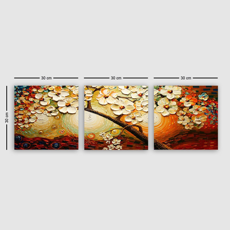 Superbe ensemble de peinture sur toile décorative (3 pièces), 100% toile, taille totale: 11,8 x 35,4 pouces | 100% cadre en bois, épaisseur: 1,2 po | Parfait pour le salon, la chambre à coucher et le bureau, collection d'art accrocheuse