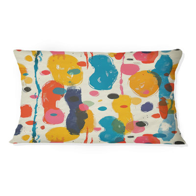 Coussin lombaire jaune Mid-Century Paint Splatter III