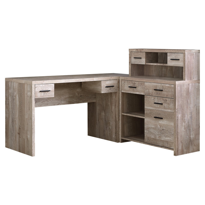 Aschley Computer Desk Home Office Corner Storage Drawers L Shape Work Laptop Laminate, Taupe