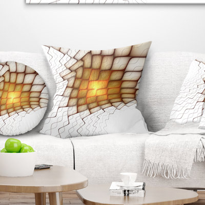 Flammes jaunes sur blocs blancs - Coussin décoratif imprimé abstrait