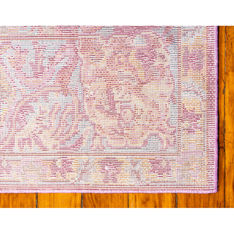 Tapis oriental rouge / jaune Glasser, Rectangle 4 pi 1 po x 6 pi 1 po