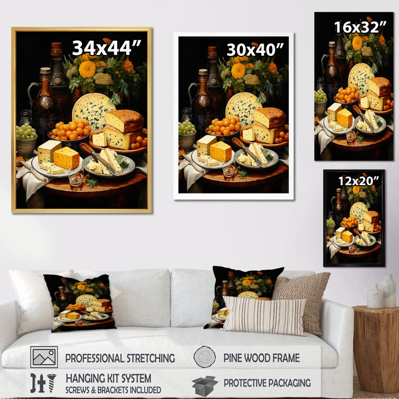 Daijuan Food Cheese Pointillism Dot II, Cadre photo noir, H 44 po x l 34 po x P 1,5 po