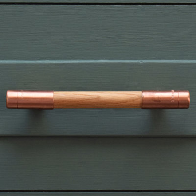 Copper Handle With Oak T-Shaped