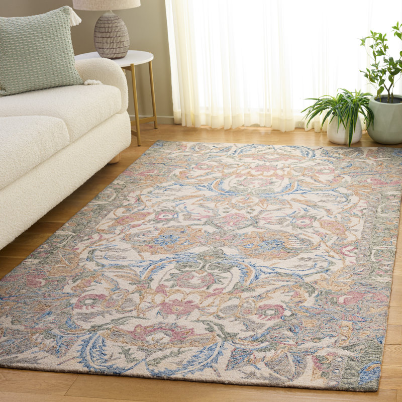 Georgiana Hand Tufted Wool Floral Rug, Rectangle 5' x 8'