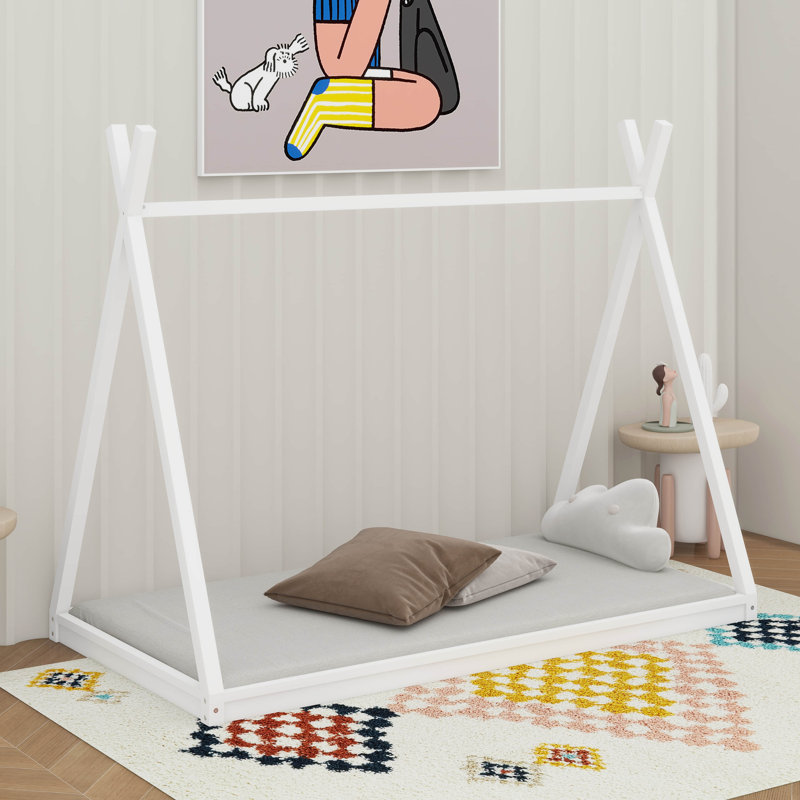 Lit tente en bois pour lit simple, Blanc