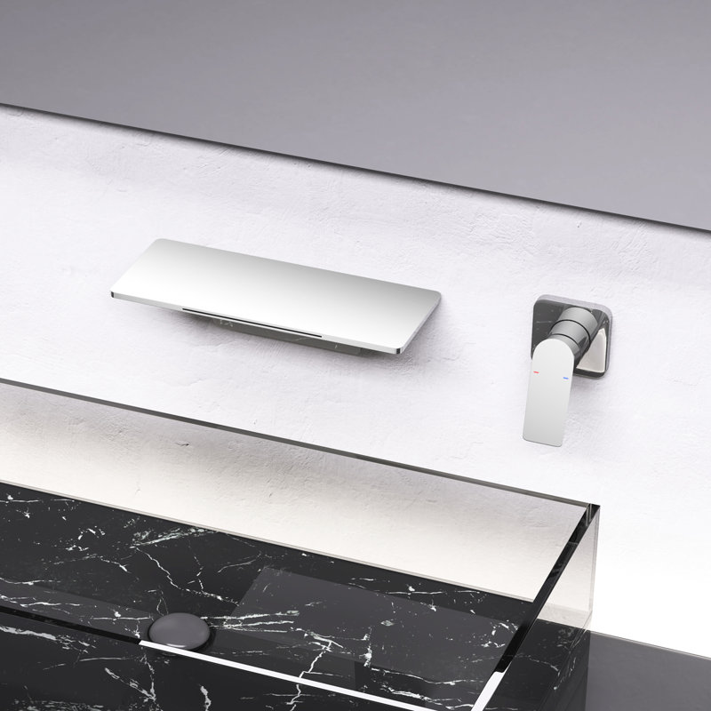 Waterfall Bathroom Sink Faucet In , Brass Produced, Single For Simple Water Temperature And Flow Regulation, To Maximize Counter Area, 11.98 In. Depth, 4.93 Width, 15.92 Height, 11.93 Lb Stoutness