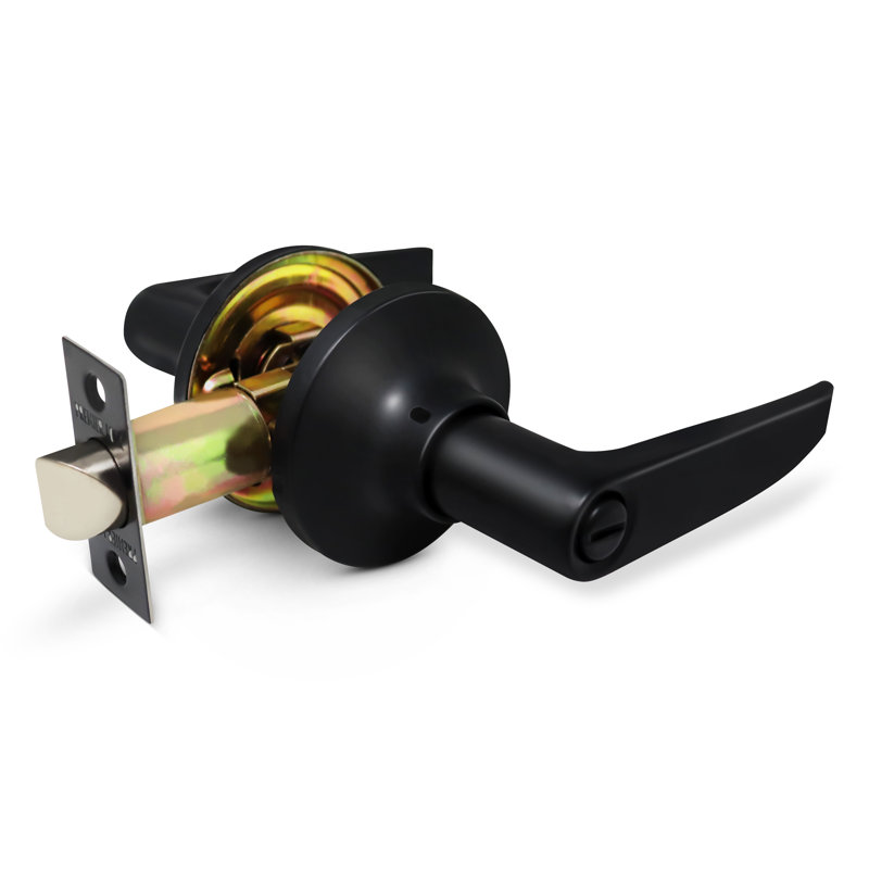 Passage Door Lever, Straight Handle, Privacy (Bed & Bath), Black