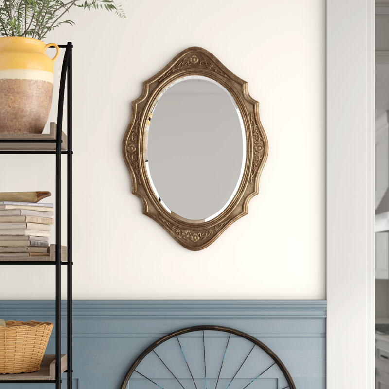 Ostlund Polyurethane Flat Wall Mirror, Oval, Silver/Bronze