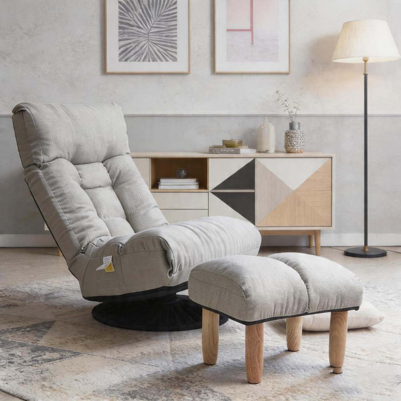 Fauteuil inclinable simple, Tissu gris / brun, H 35,8 po x l 22,8 po x P 45,3 po