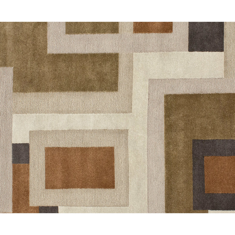 Geometric Area Rug in Brown/Ivory/Orange, Rectangle 9' x 12'