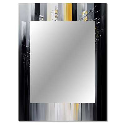 Abstract Geometric Black And Yellow I - Geometric Decorative Wall Mirror, Modern Mirror, Printed Metal Art