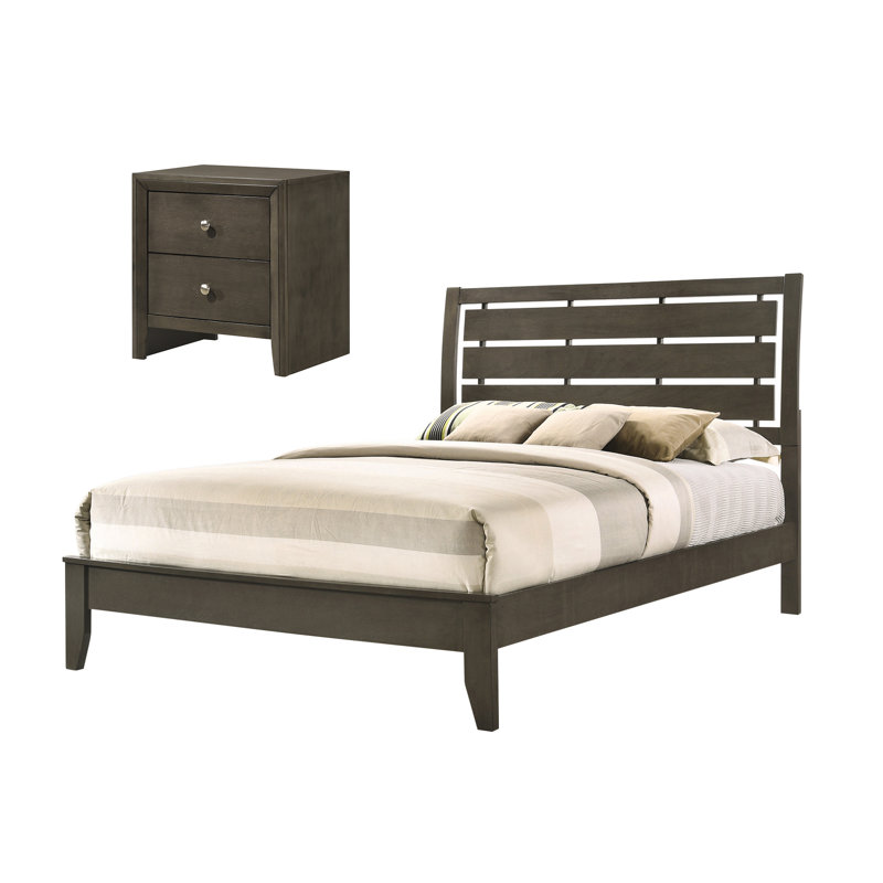 Ensemble de chambre à coucher 2 pièces avec table de chevet Belfast Mod Grey, Grand