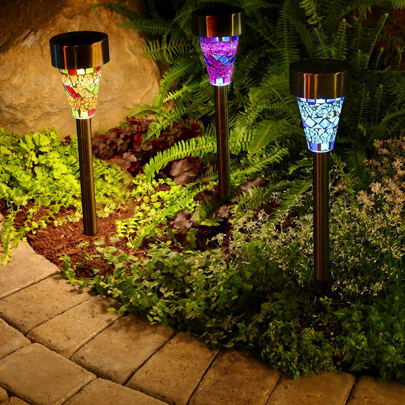 Éclairage de sentier solaire mosaïque, crépuscule à l'aube et résistant à l'eau pour le jardin, l'allée et l'allée, 12