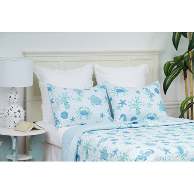 Outlook Beach Coastal Beach Reversible Quilt Set