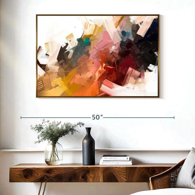 Large Giard Oil, Cadre flottant doré, 40 po x 27 po