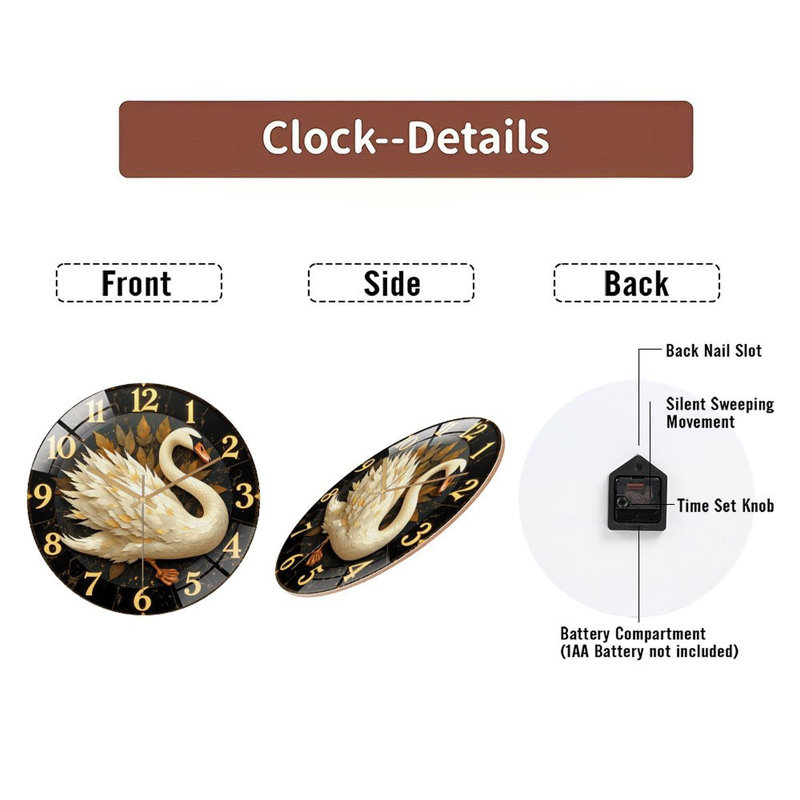 Horloge murale élégante 12 po Swan