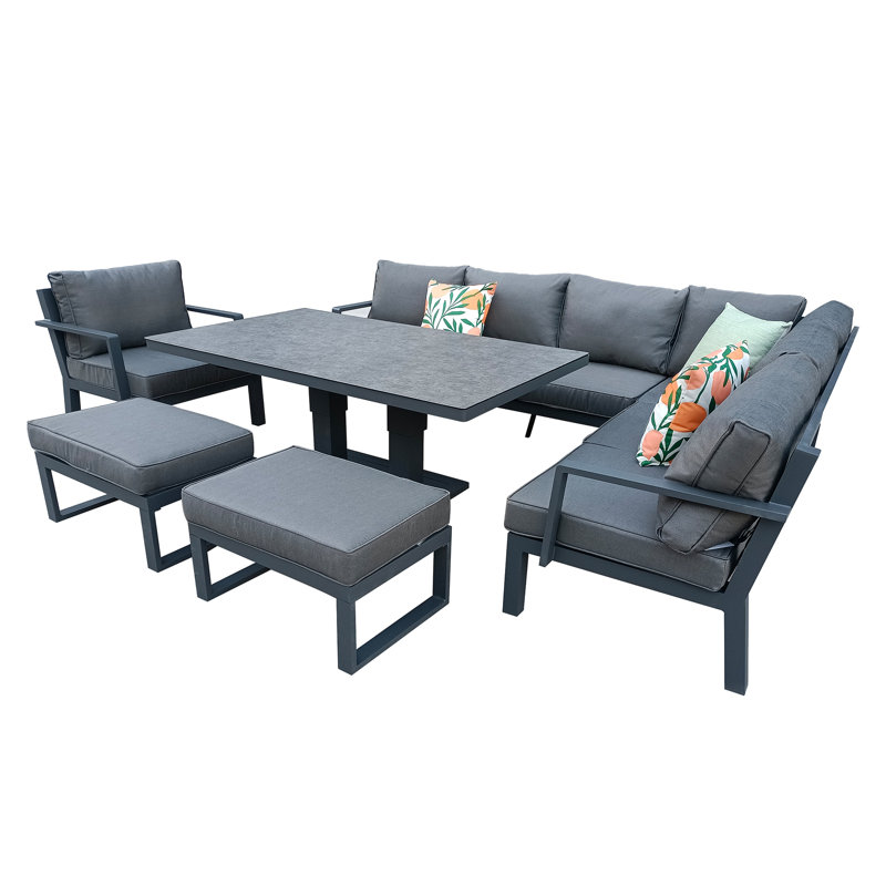 90cm Wide U-Shaped Patio Sofa with Cushions