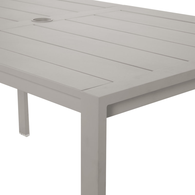 6-Person Light Gray Aluminum Patio Dining Table