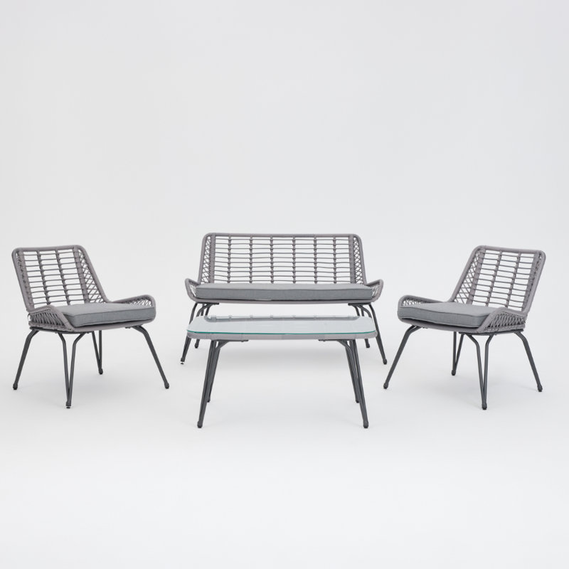 Rafe 4 - Person Garden Lounge Set with Cushions, Grey