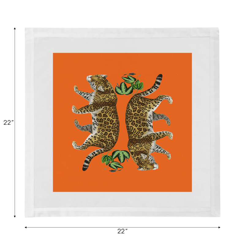 Serviette de table en satin de coton Leopard, Orange